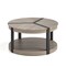 Grey Rubber Wood Mid-Century Coffee Table with Storage Shelf, Round